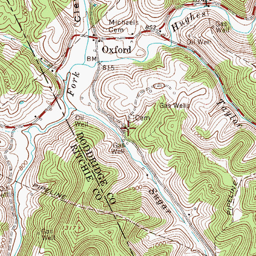 Topographic Map of South Fork Baptist Church, WV