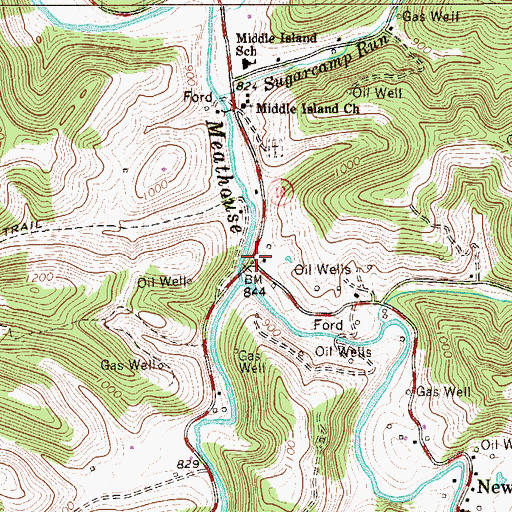 Topographic Map of Sugar Camp, WV