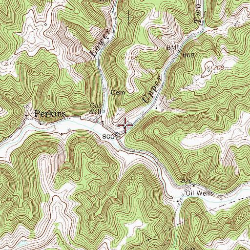 Topographic Map of Perkins Post Office, WV