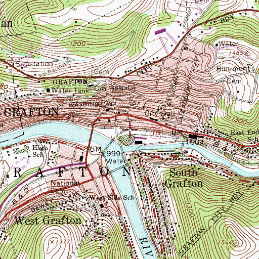 Topographic Map of Parkersburg Junction, WV