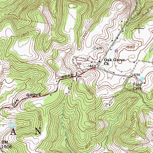 Topographic Map of Roderick School (historical), WV