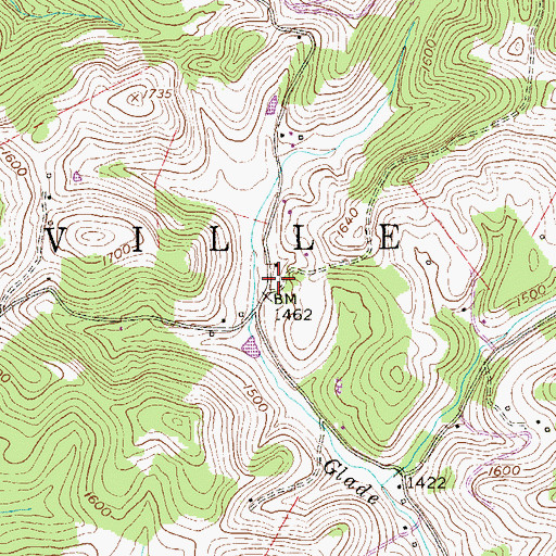 Topographic Map of Glade Run School (historical), WV