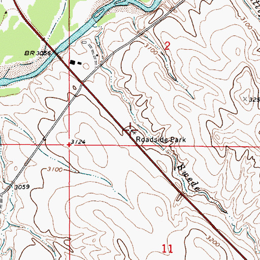 Topographic Map of Broadus Rest Area, MT