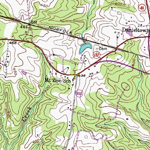 Topographic Map of Mount Zion Chuch (historical), VA