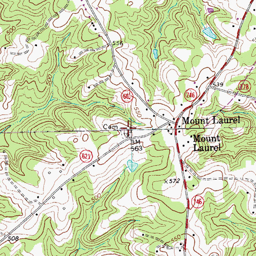 Topographic Map of Mount Laurel Cemetery, VA