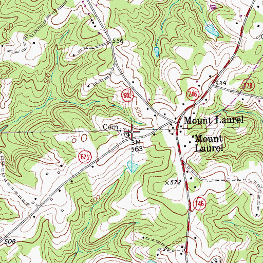 Topographic Map of Mount Laurel United Methodist Church, VA