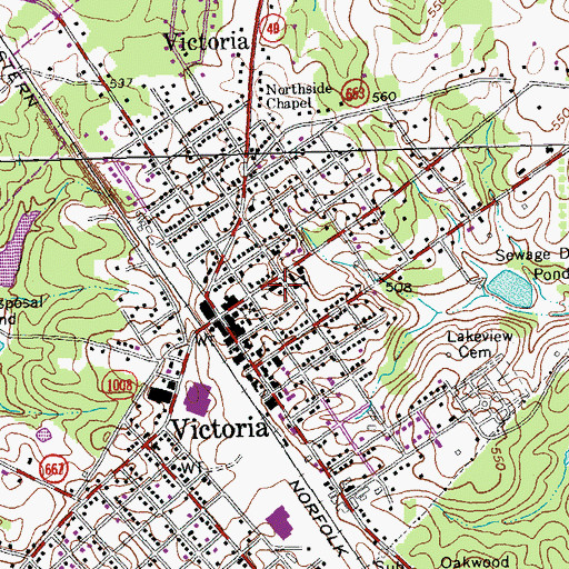 Topographic Map of Victoria High School (historical), VA