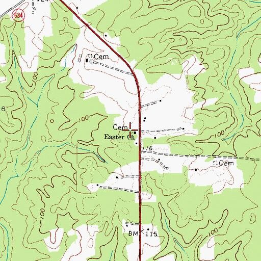 Topographic Map of Easter Cemetery, VA