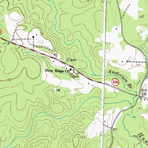 Topographic Map of New Hope Cemetery, VA