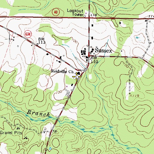 Topographic Map of Reidville Cemetery, VA