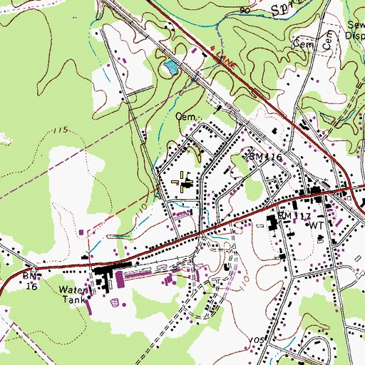 Topographic Map of Waverly High School (historical), VA
