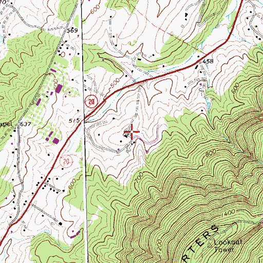 Topographic Map of Brookhill, VA