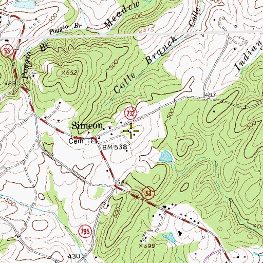 Topographic Map of Colle, VA