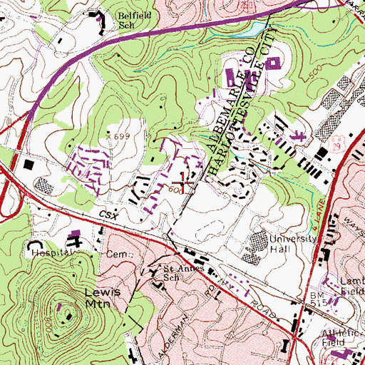 Topographic Map of Faulkner House, VA