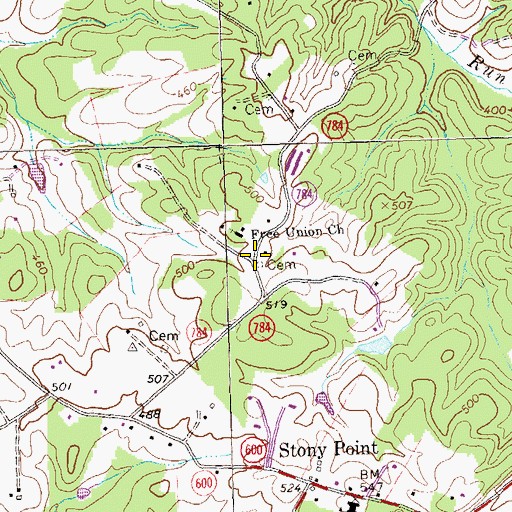 Topographic Map of Free Union Cemetery, VA