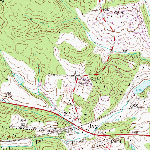 Topographic Map of Locust Hill, VA