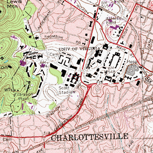 Topographic Map of Thornton Hall, VA