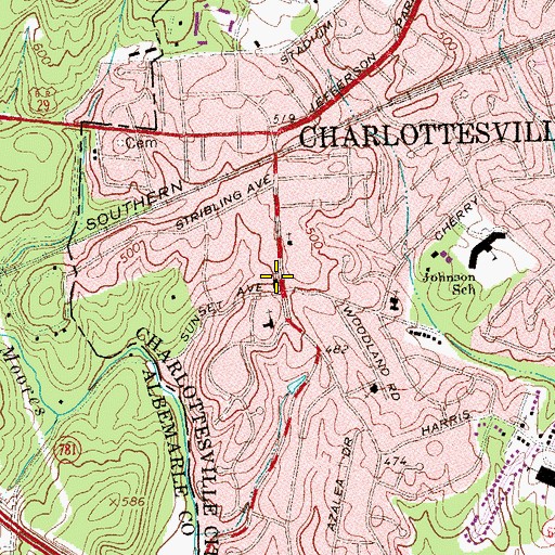 Topographic Map of Charlottesville Seventh Day Adventist Church, VA
