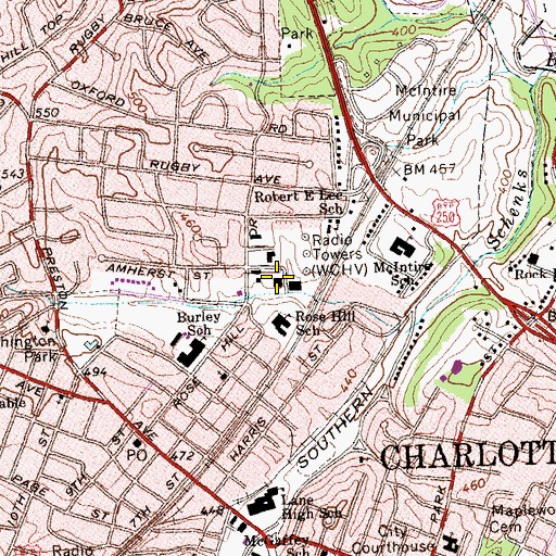 Topographic Map of Albemarle County Health Department, VA