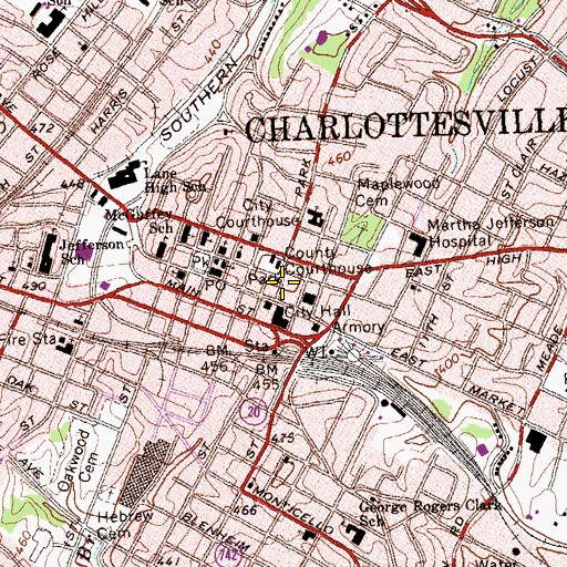 Topographic Map of Albemarle County Historical Society, VA
