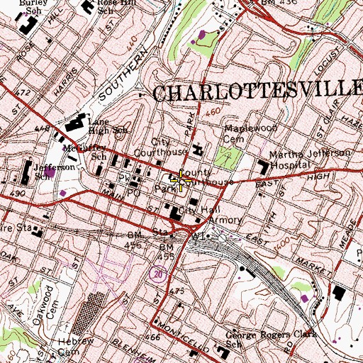 Topographic Map of Red Land Club, VA