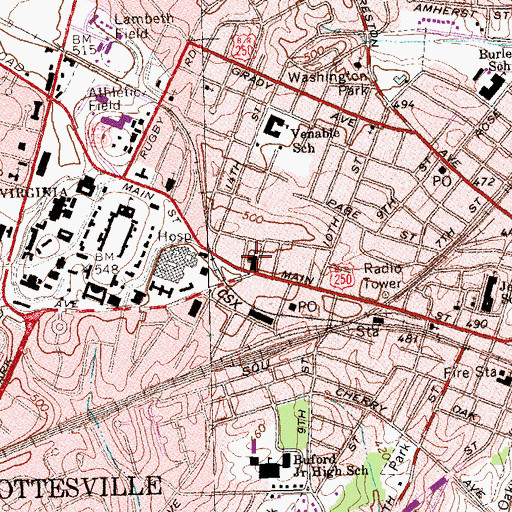 Topographic Map of University Baptist Church, VA