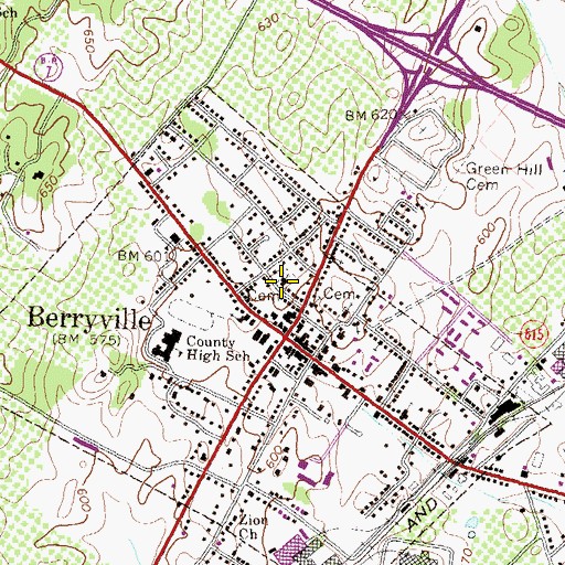 Topographic Map of Berryville Baptist Church, VA