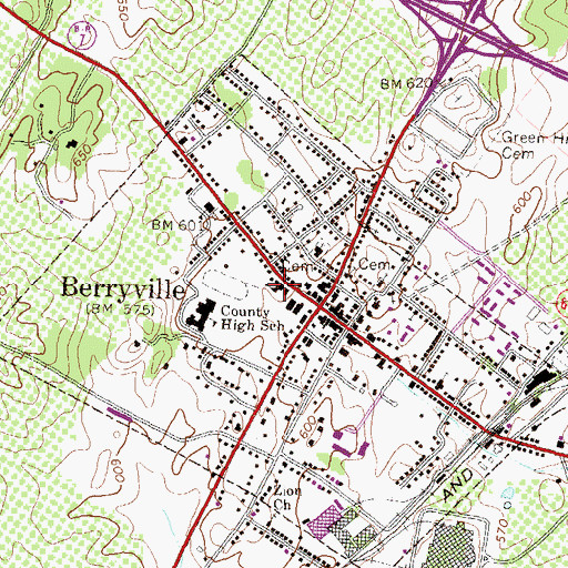 Topographic Map of Berryville Presbyterian Church, VA