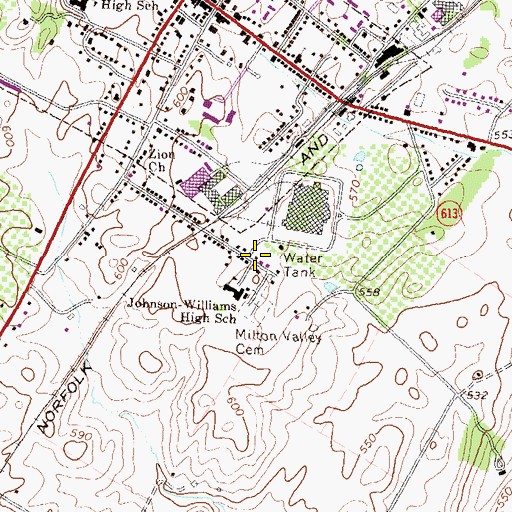 Topographic Map of Saint Peters Baptist Church, VA