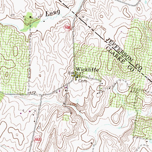 Topographic Map of Wickliffe Church, VA