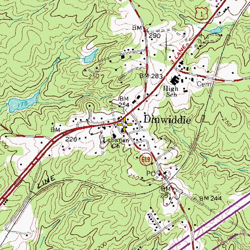 Topographic Map of Calvary Episcopal Church, VA
