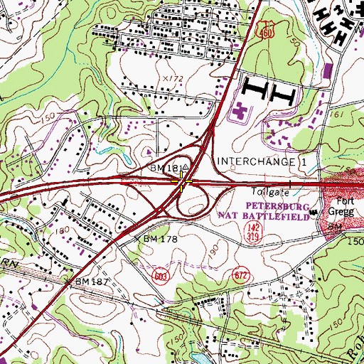 Topographic Map of Interchange 63, VA