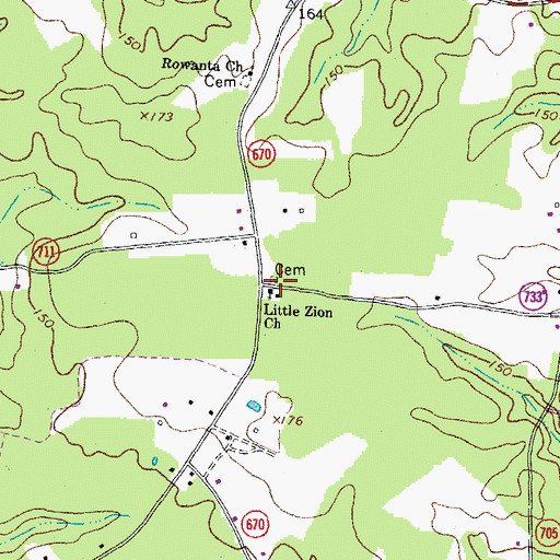 Topographic Map of Little Zion Cemetery, VA