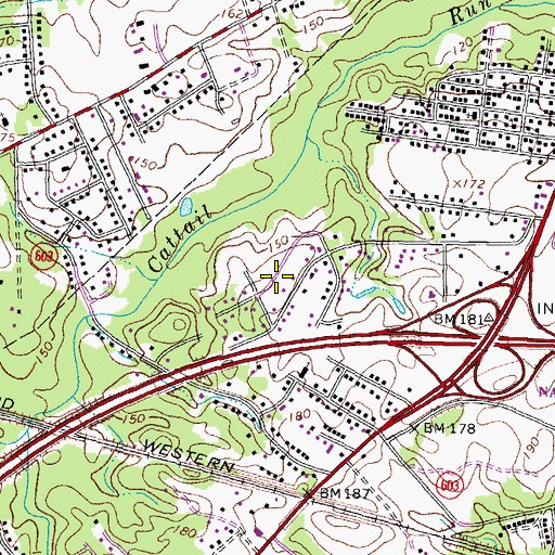 Topographic Map of Maitland Village, VA