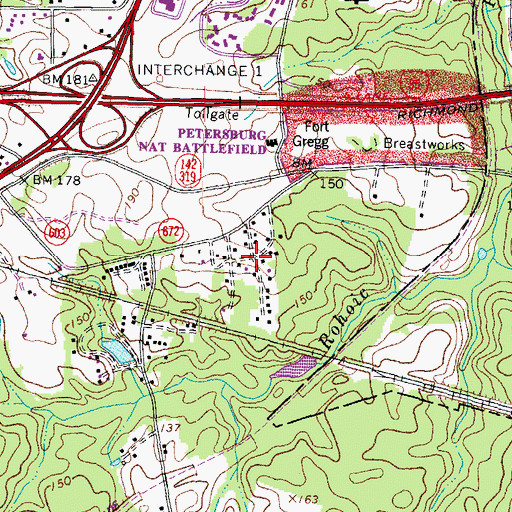 Topographic Map of Oakhill, VA