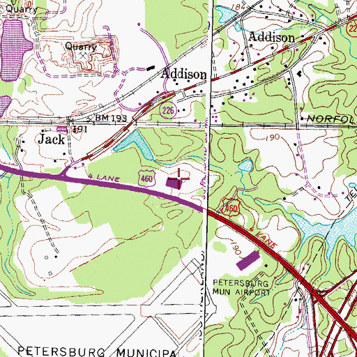 Topographic Map of Sutherland Elementary School, VA