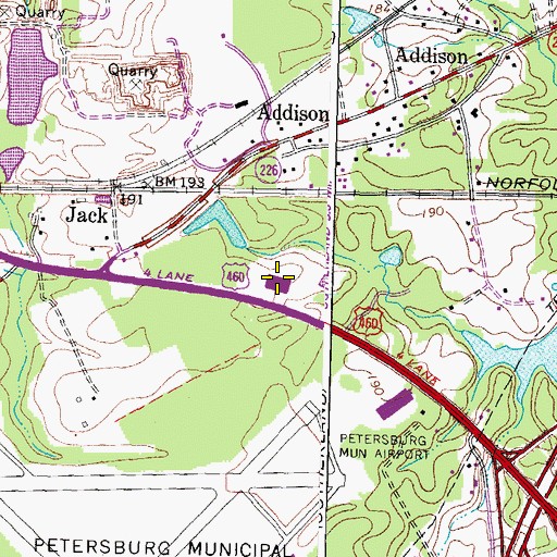 Topographic Map of Sutherland Elementary School, VA