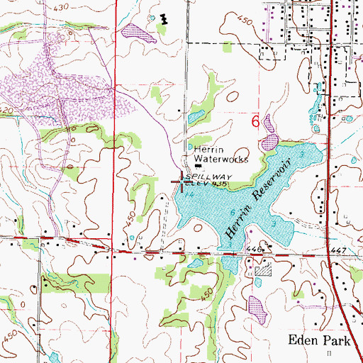Topographic Map of Herrin Reservoir Number 1 Dam, IL