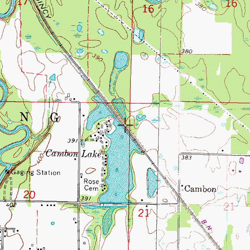 Topographic Map of Cambon Lake Dam, IL