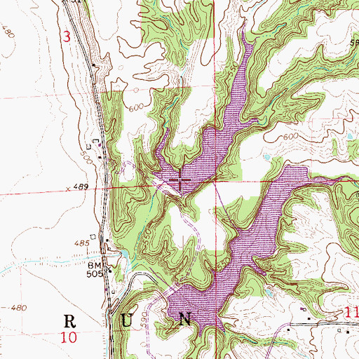 Topographic Map of Little Rocky Run Lake Dam, IL