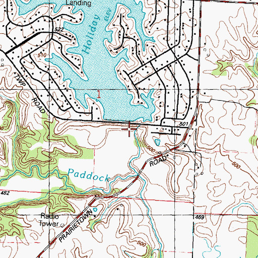 Topographic Map of Holiday Shores Lake Dam, IL