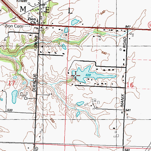 Topographic Map of Lake Meadow Dam, IL