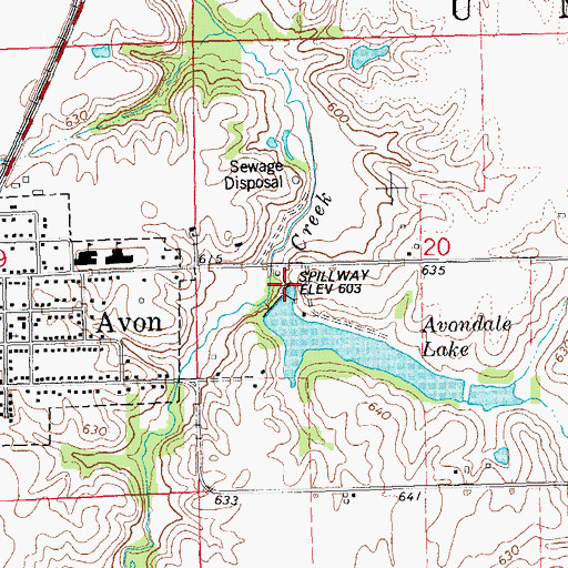 Topographic Map of Lake Avon Country Club Reservoir Dam, IL
