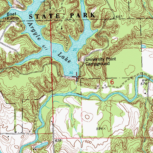 Topographic Map of Argyle Lake Dam, IL