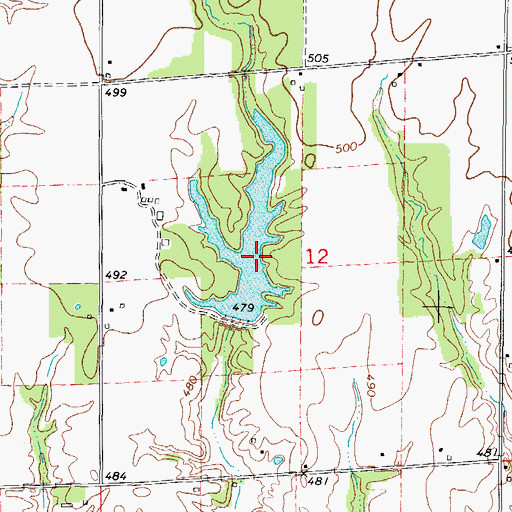 Topographic Map of Millers Lake Dam, IL