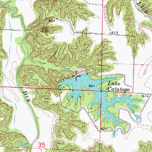 Topographic Map of Lake Catatoga Dam, IL