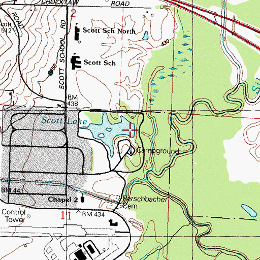 Topographic Map of Scott Air Force Base Pond Dam, IL