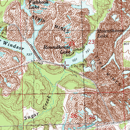 Topographic Map of Roundhouse Lake Dam, IL