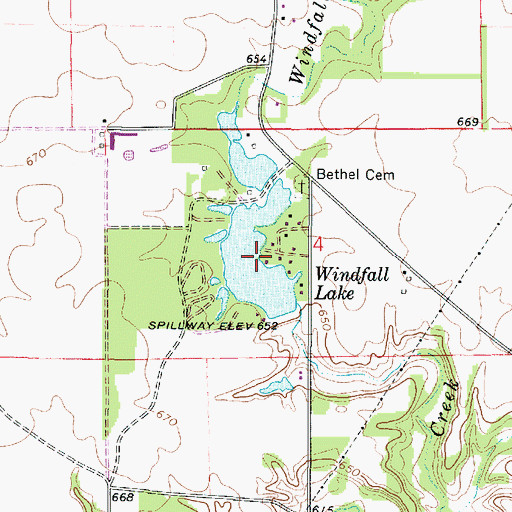 Topographic Map of Windfall Lake, IL