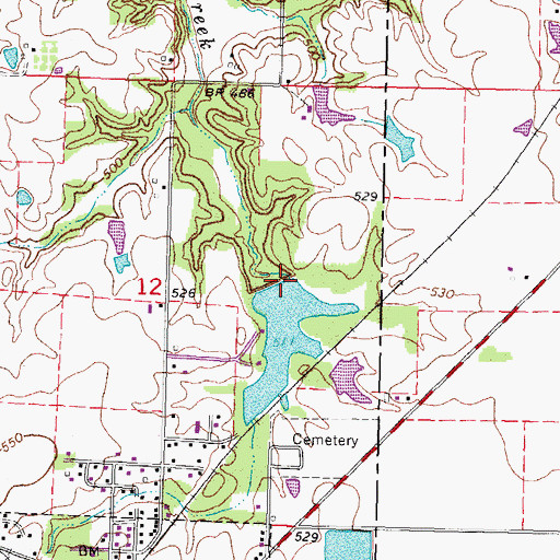 Topographic Map of Lake Coulterville Dam, IL